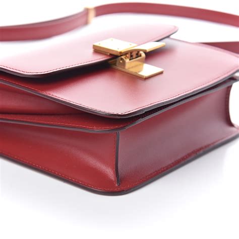 CELINE Box Calfskin Teen Classic Box Flap Bag Red .